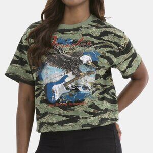 Fender Juniors Eagle Guitar Camo Graphic Short Sleeve Tee Shirt, Size S NWT